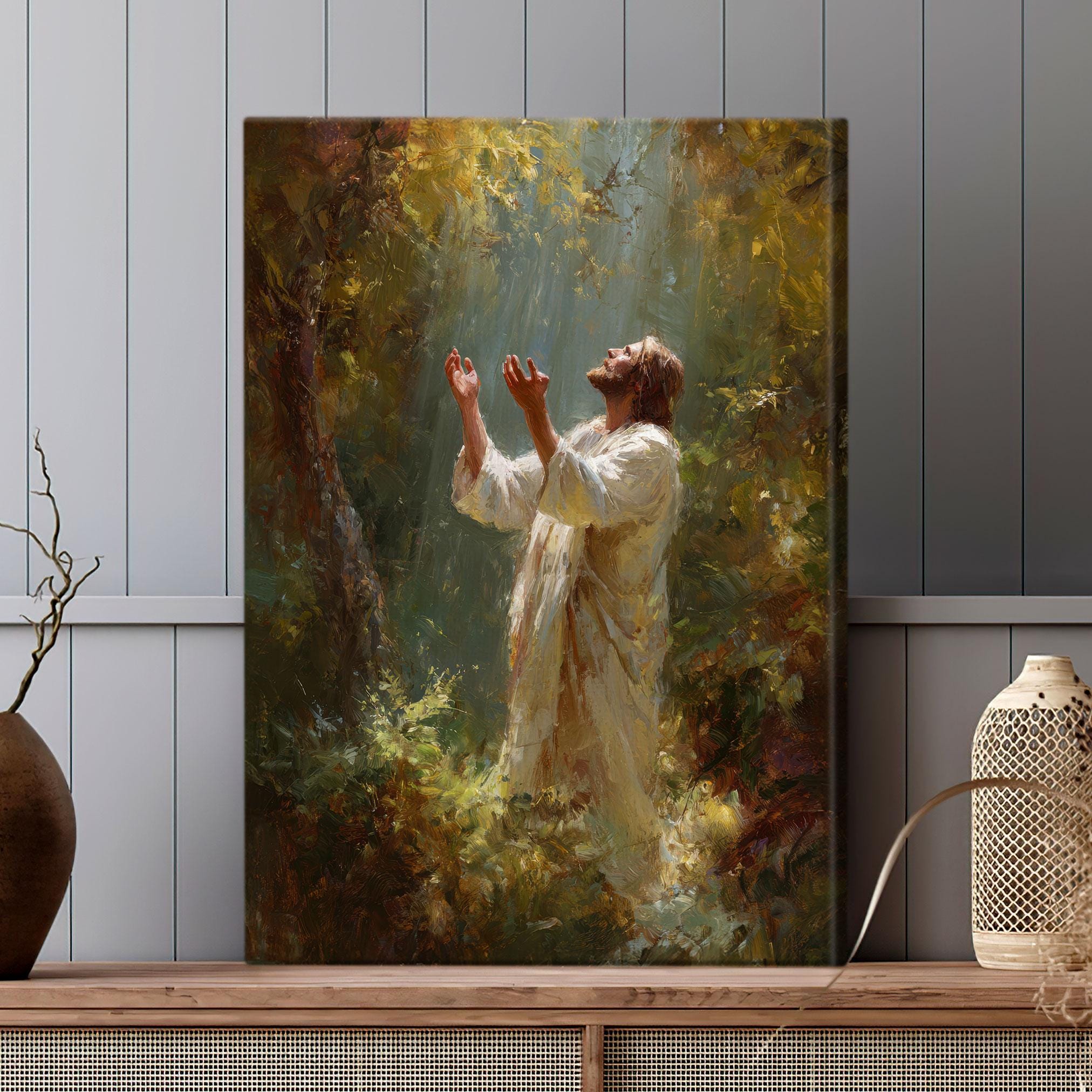 Jesus Praying in the Garden of Gethsemane Canvas, Christian Art Poster ...