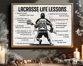 Lacrosse Life Lessons Personalized Canvas, Custom Lacrosse Poster Print, Motivational Lacrosse Gift for Boys, Men, Lacrosse Players