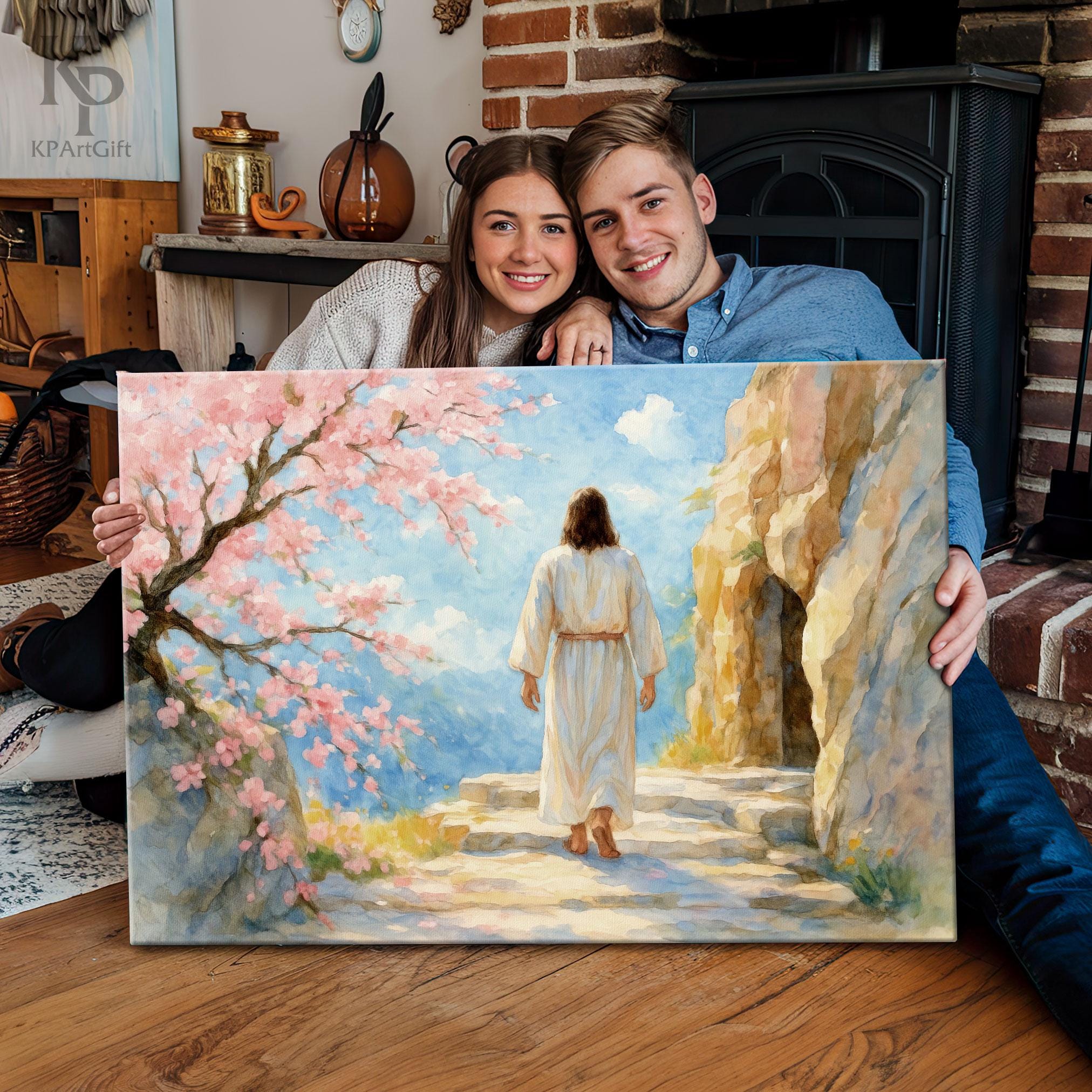 Resurrected Jesus Christ Walking From the Tomb Canvas, Christian Cherry ...