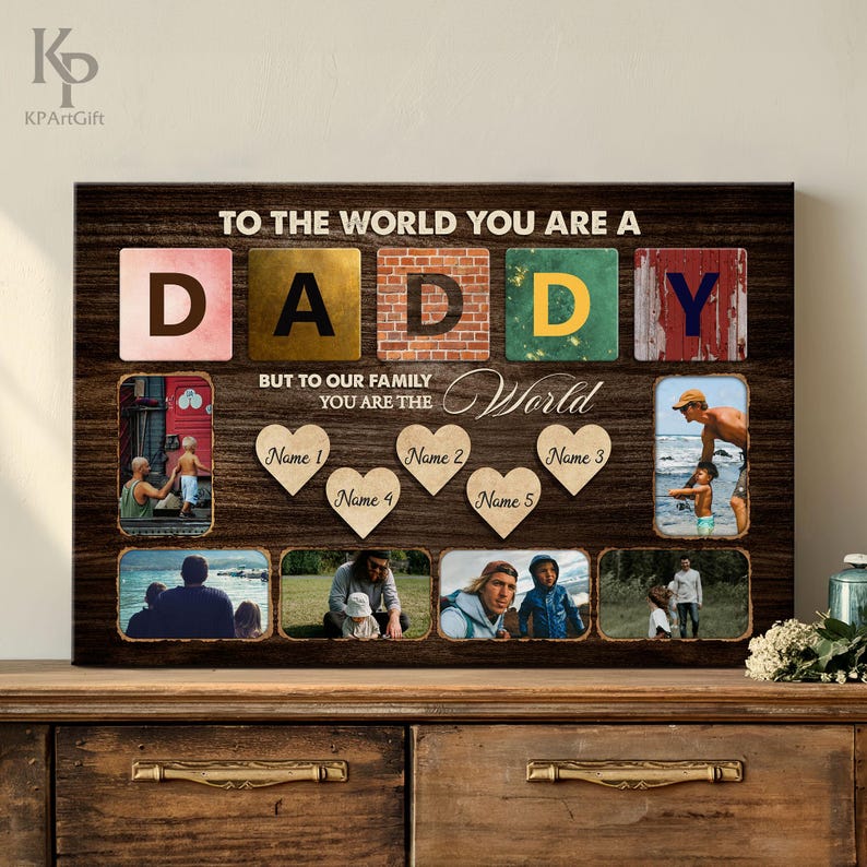 Personalized Daddy Canvas, Custom Photo Wall Art for Dad, Father’s Day ...