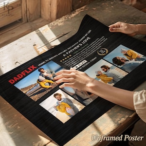 Dadflix Custom Father's Day Canvas, Netflix Style Personalized Dad Gift, Movie Poster for Dad and Kids, Photo Dad Grandpa Husband 0444 Unframed Poster