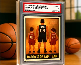 Basketball No.1 Dad Grandpa Man & Kids Trading Card Style Personalized Acrylic Block Plaque, Family Dream Team Sports, Father Day Gift 0420
