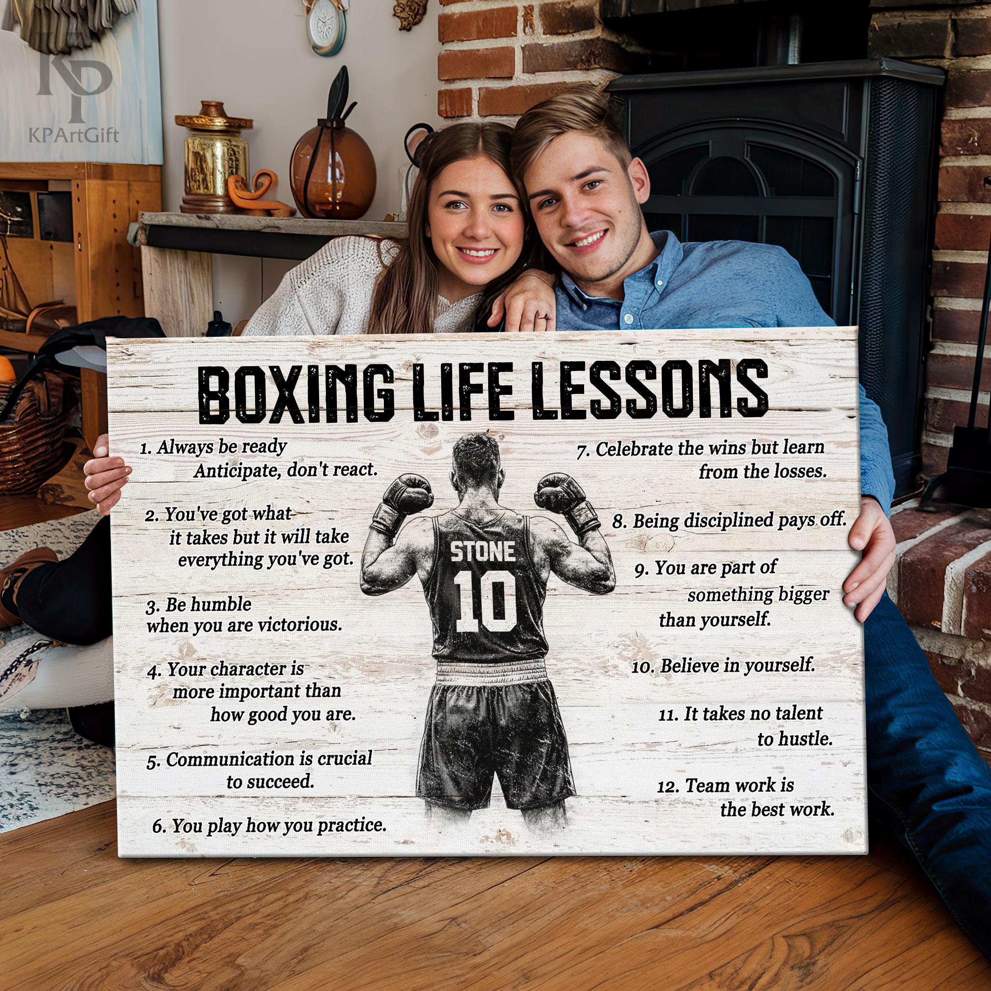 Boxing Life Lessons Canvas, Boxer Sports Poster, Gym Office, Gift for ...