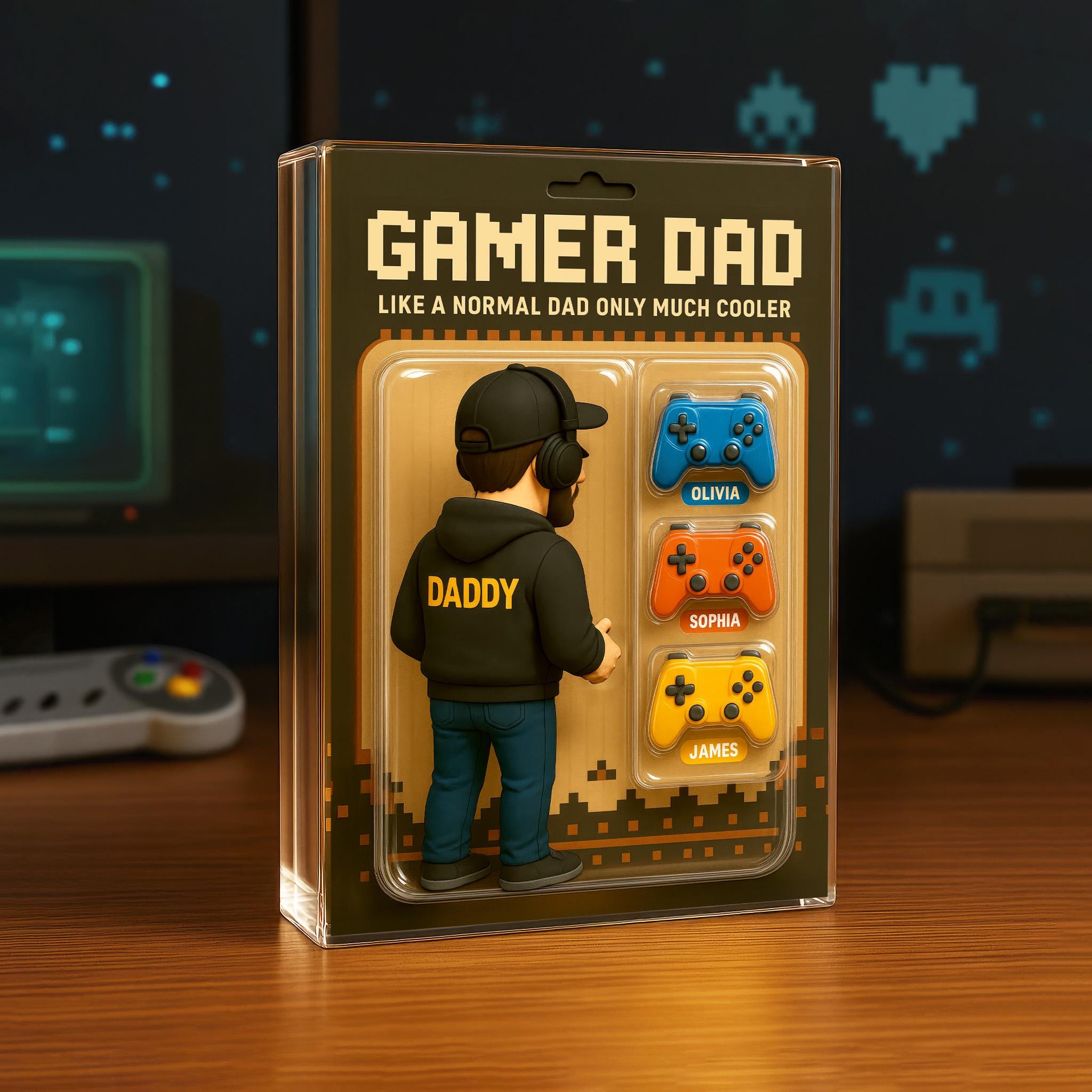 Personalized Gamer Dad Acrylic, Custom Action Figure Style Gift