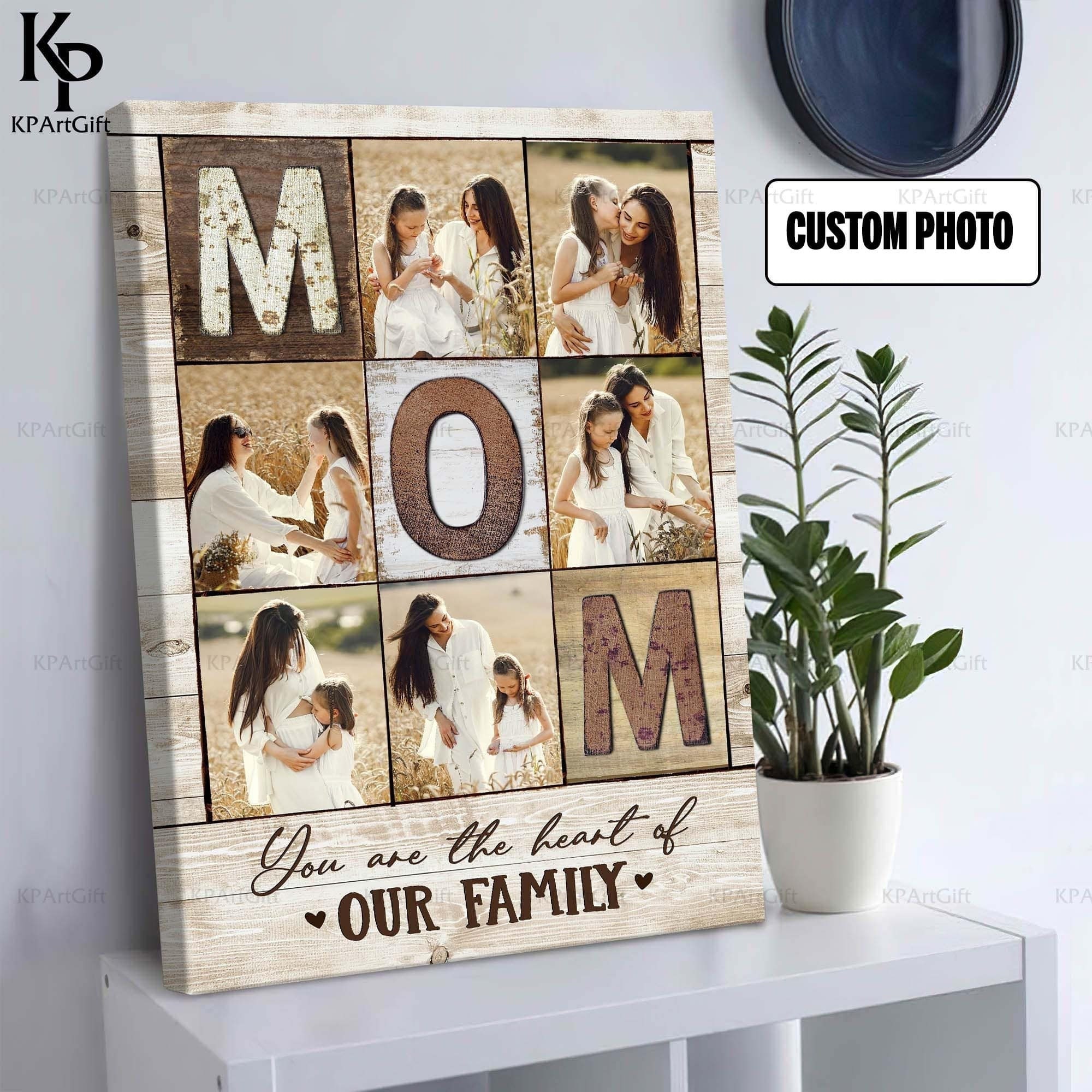 Family Personalised Photo Collage Canvas, Christmas Gifts For Mom And Dad,  One Gift Whole Family - Best Personalized Gifts For Everyone
