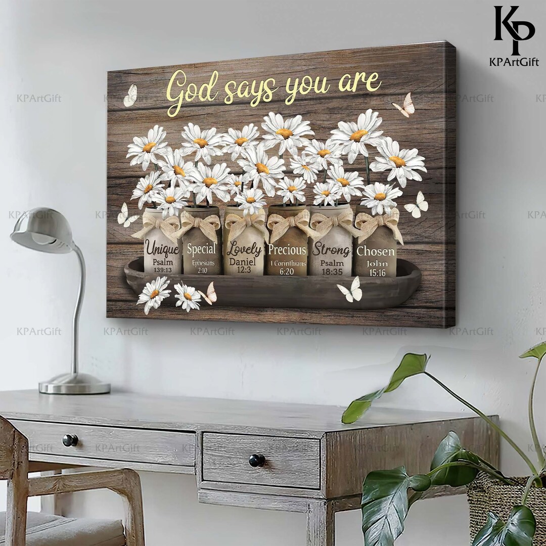 God Says You Are Daisy Butterfly Canvas, Christian Canvas, Butterfly ...