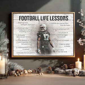 Football Life Lessons Personalized Canvas Poster, Custom Football Wall Art, Football Gift for Boys and Men, Sports Room Decor