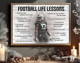 Football Life Lessons Personalized Canvas Poster, Custom Football Wall Art, Football Gift for Boys and Men, Sports Room Decor