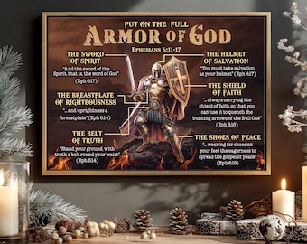 Put on the Full Armor of God - Christian Canvas Wall Art Featuring Ephesians 6:11-17 for Spiritual Strength and Inspiration Nb 0040