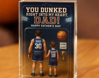 Dad and Son Basketball, Custom Figure Personalized Acrylic Block Plaque, Name Number Gift for Dad Husband, You Dunked Into My Heart 0379