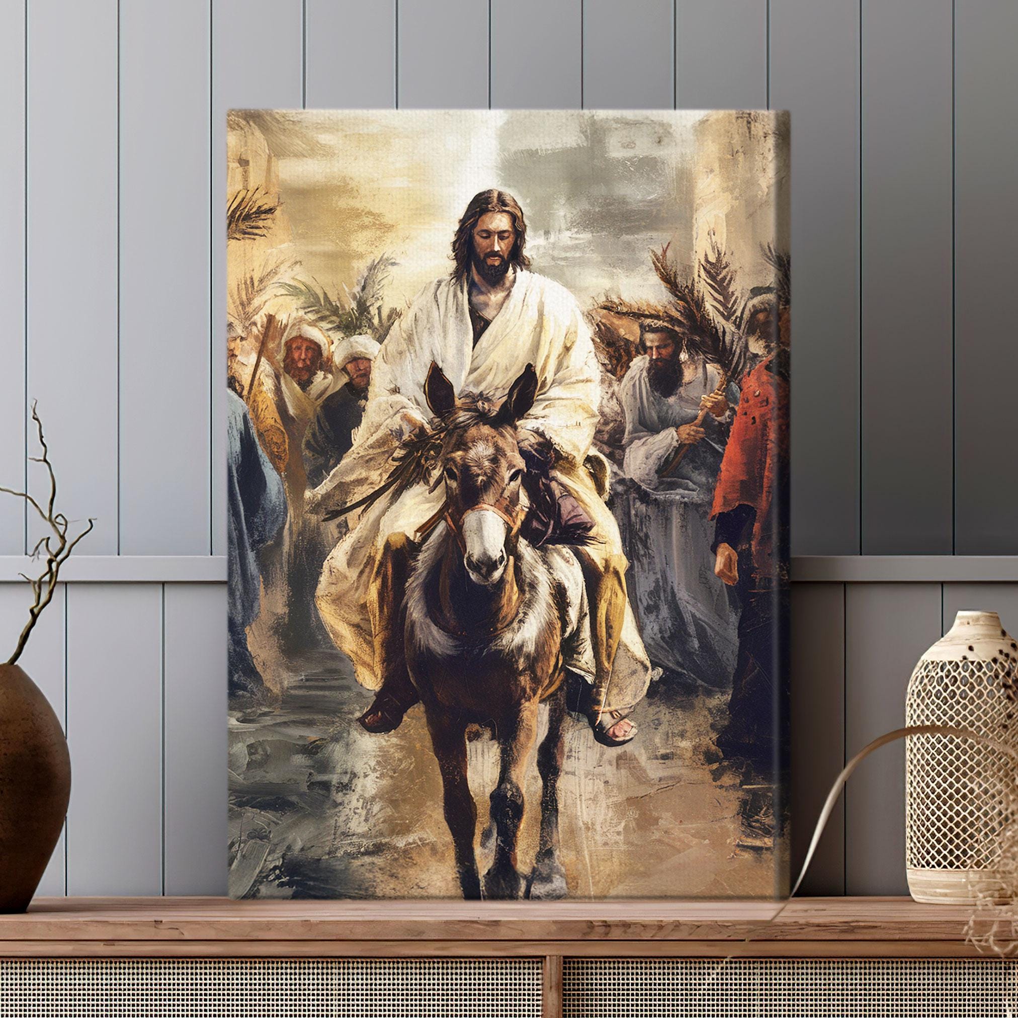 Jesus Riding a Donkey Palm Sunday Wall Art, Holy Week and Easter ...