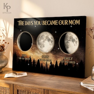 Personalized Moon Phase for Mom, The Days You Became Gift, Custom Moon Phases Mother’s Day, Celestial Family Starry Night Nursery Nb 0314