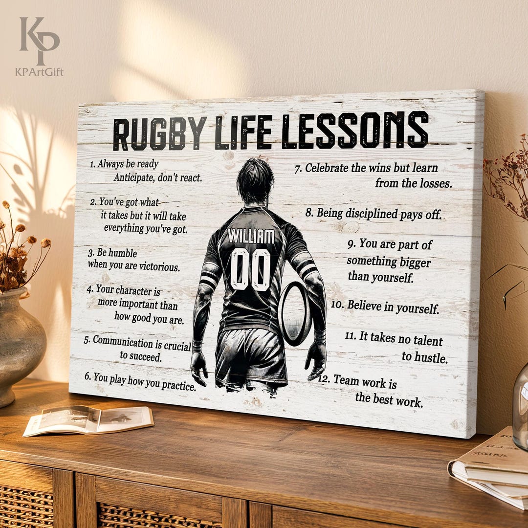 Motivation In Rugby Rugby Life Lessons Personalized Canvas, Custom Rugby Poster Print ...
