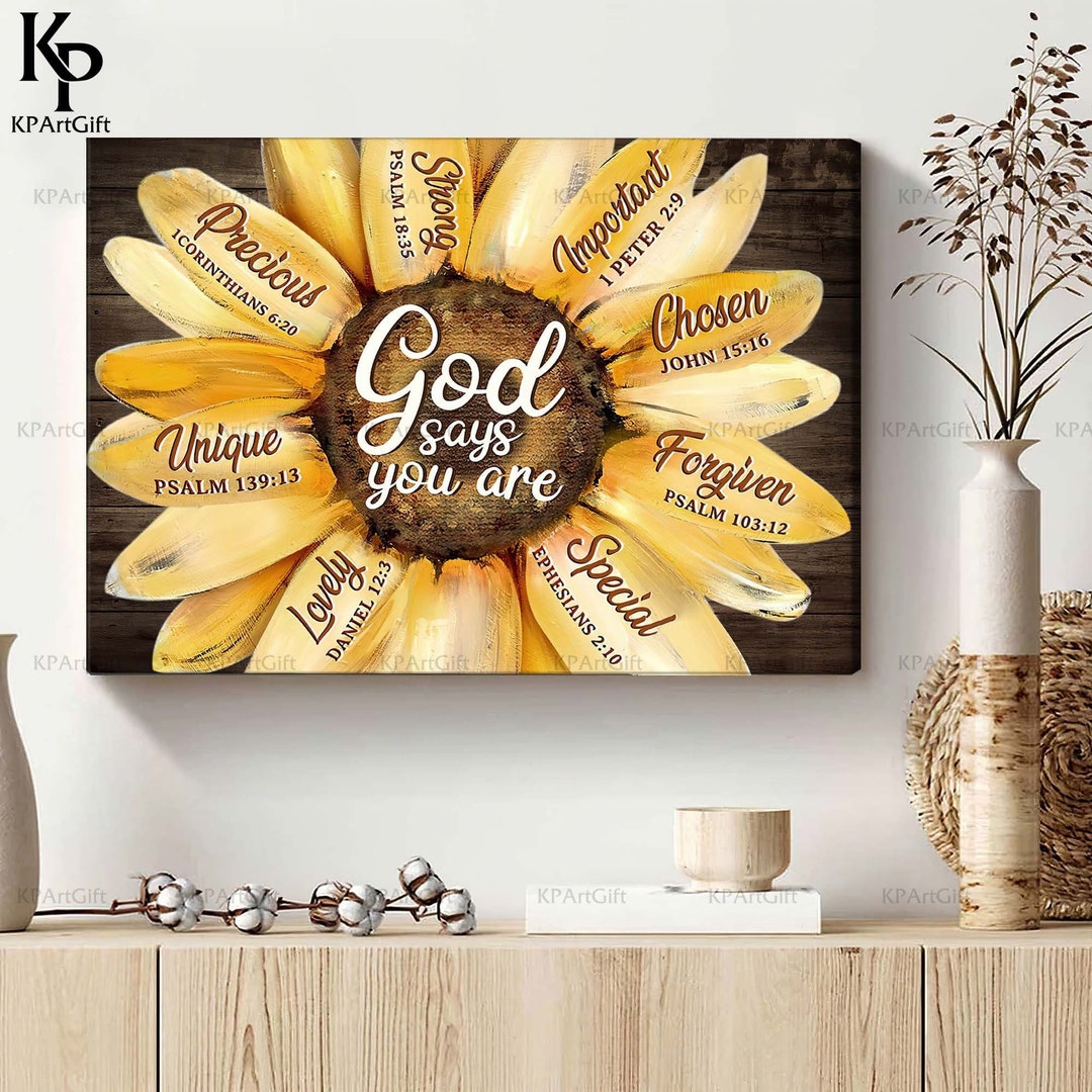 God Says You Are Sunflower Canvas, Christian Canvas, Sunflower Canvas ...