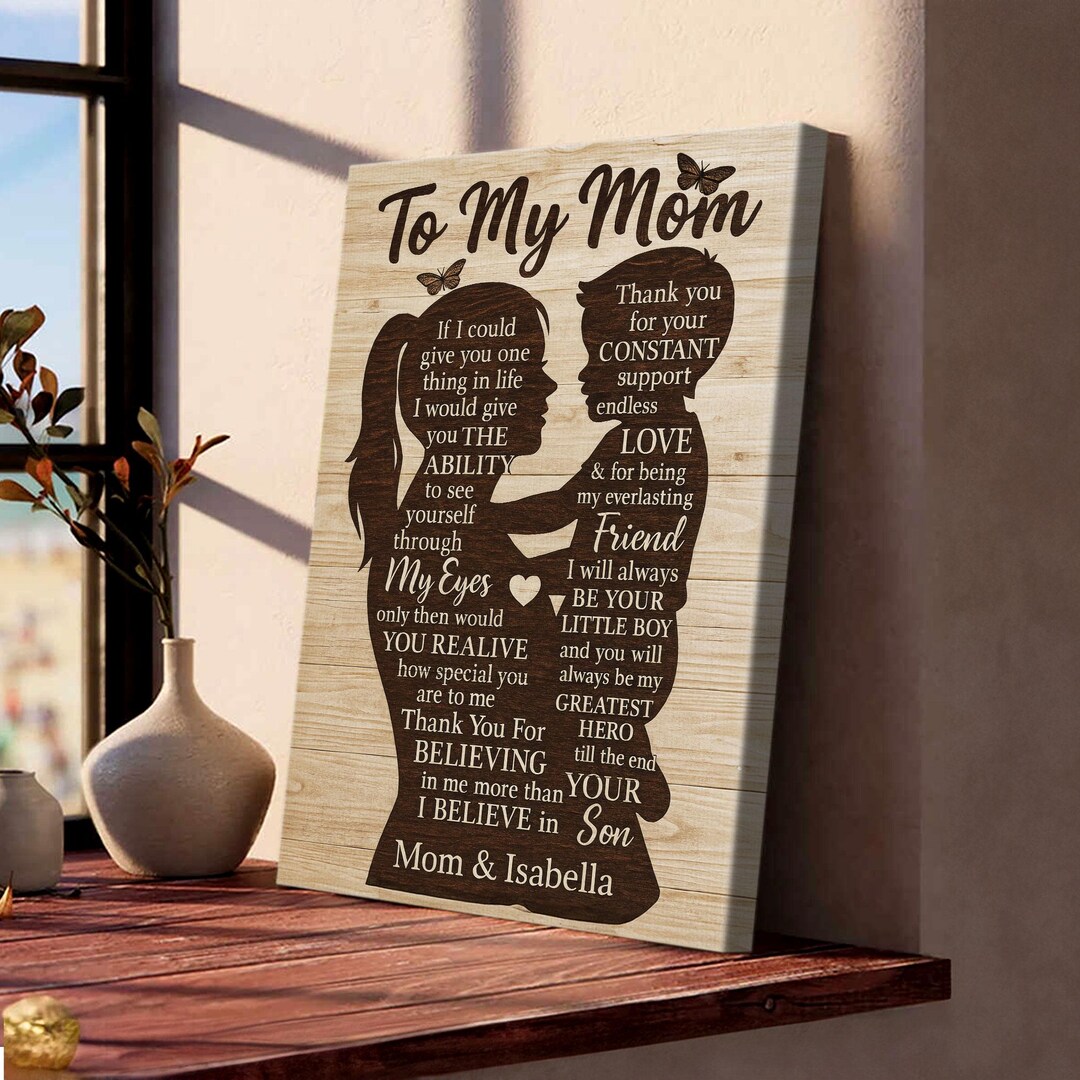 Mother Son Canvas Gift, to My Mom Wall Art From Son, Mother’s Day ...