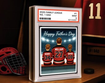 Hockey No. 1 Dad Grandpa Man & Kids Trading Card Style Custom Acrylic Block Plaque, Family Hockey, Father’s Day Sports, Unique Hockey 0426