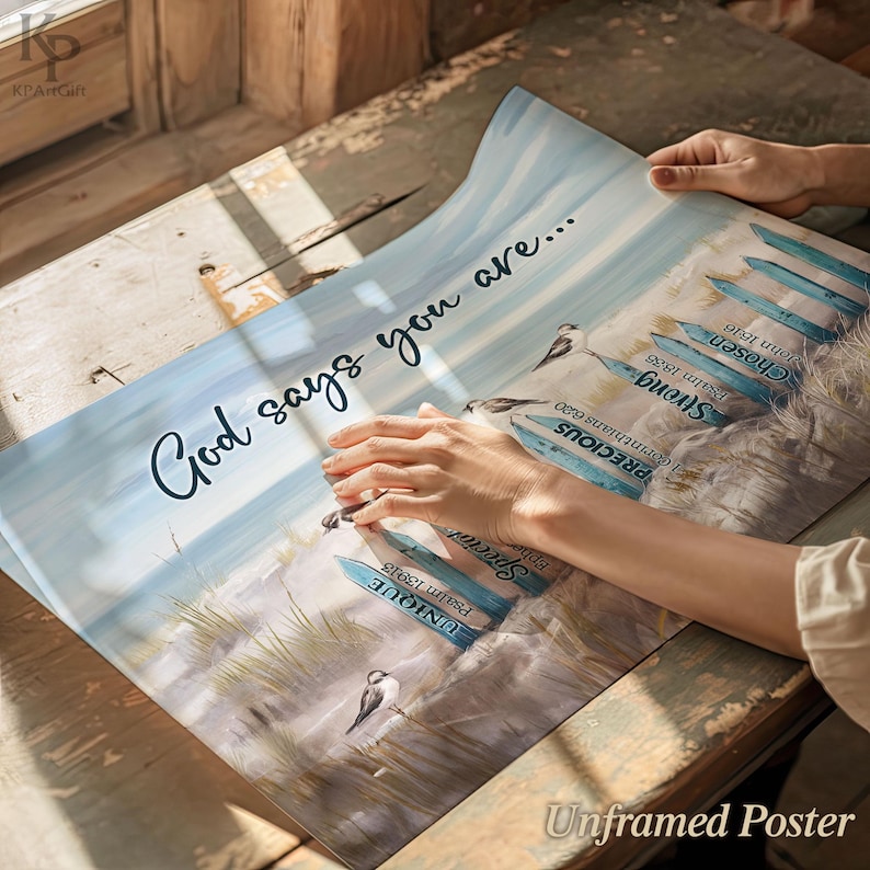 God Says You Are... Inspirational Coastal Canvas Art With Scripture ...