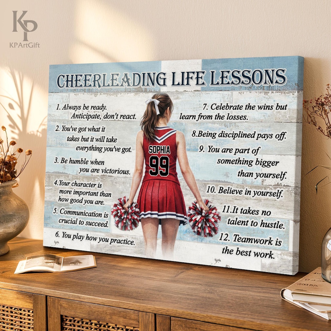 Cheerleading Life Lessons Canvas Poster, Custom Name Uniform, Sports ...