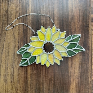 Stained Glass Sun Flower | Sunflower Sun Catcher | Stained Glass Wall Hangings | Window Hangings | Stained Glass Garden Decor