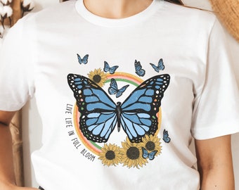 Vintage Butterfly Graphic Tee, Inspirational Quote Retro T-Shirt, Cottagecore Butterfly Shirt, Cute Oversized Trendy Shirt, Motivational Tee