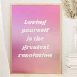 Loving Yourself is the Greatest Revolution Poster, Positive Affirmation Aura Poster, Manifesting Wall Art, Mindfulness Print, Spiritual Art
