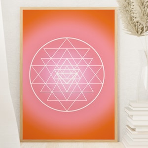Sri Yantra Sacred Geometry Aura Energy Gradient Poster, Shri Yantra Wall Art, Sacred Geometry Art, Spiritual Wall Art, High Vibe Wall Art