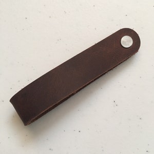 Custom Leather Acoustic Guitar Peghead Strap Button Black or Brown image 2