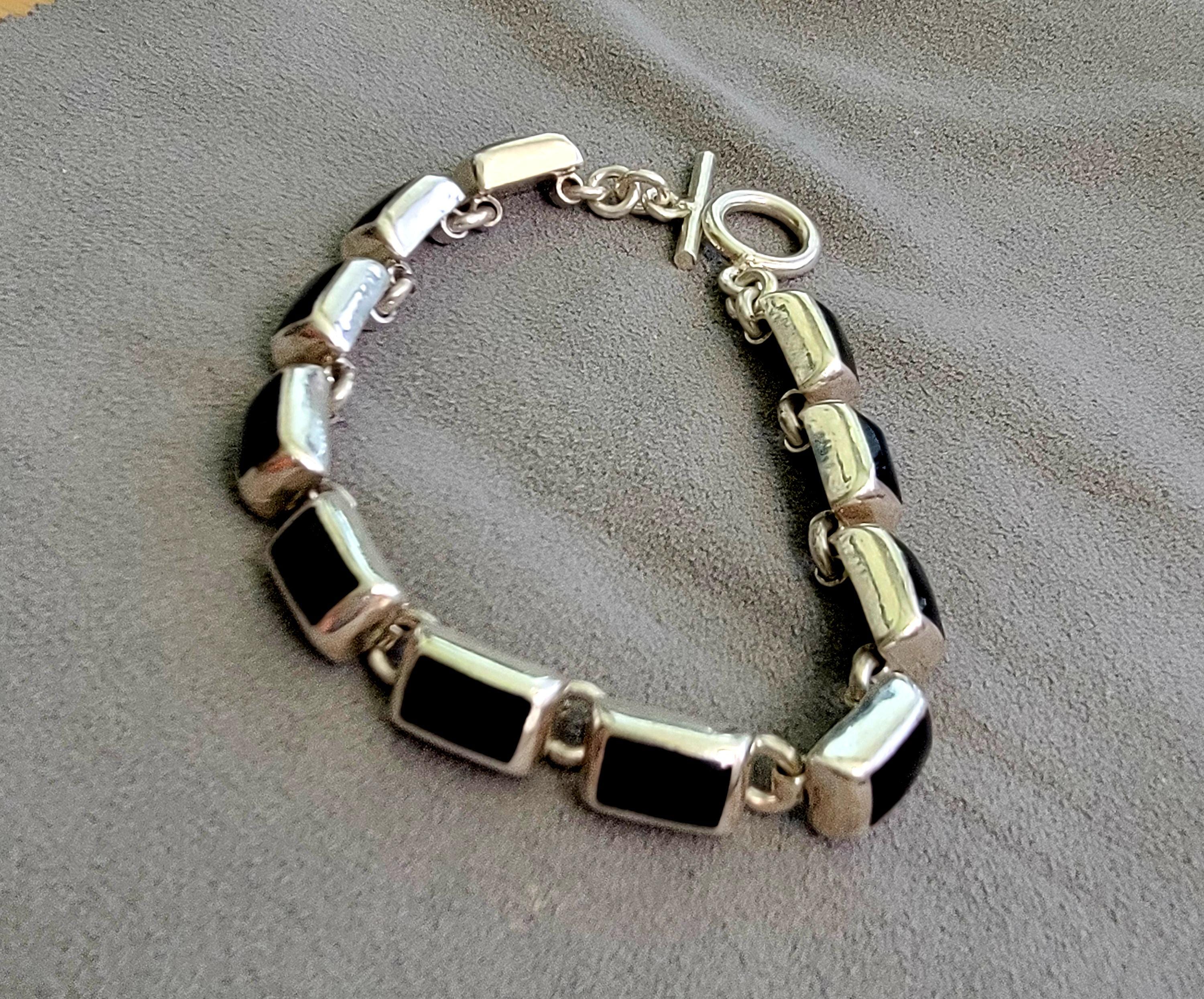Silver Onyx Vintage Mexico Cuff Bracelets - Etsy
