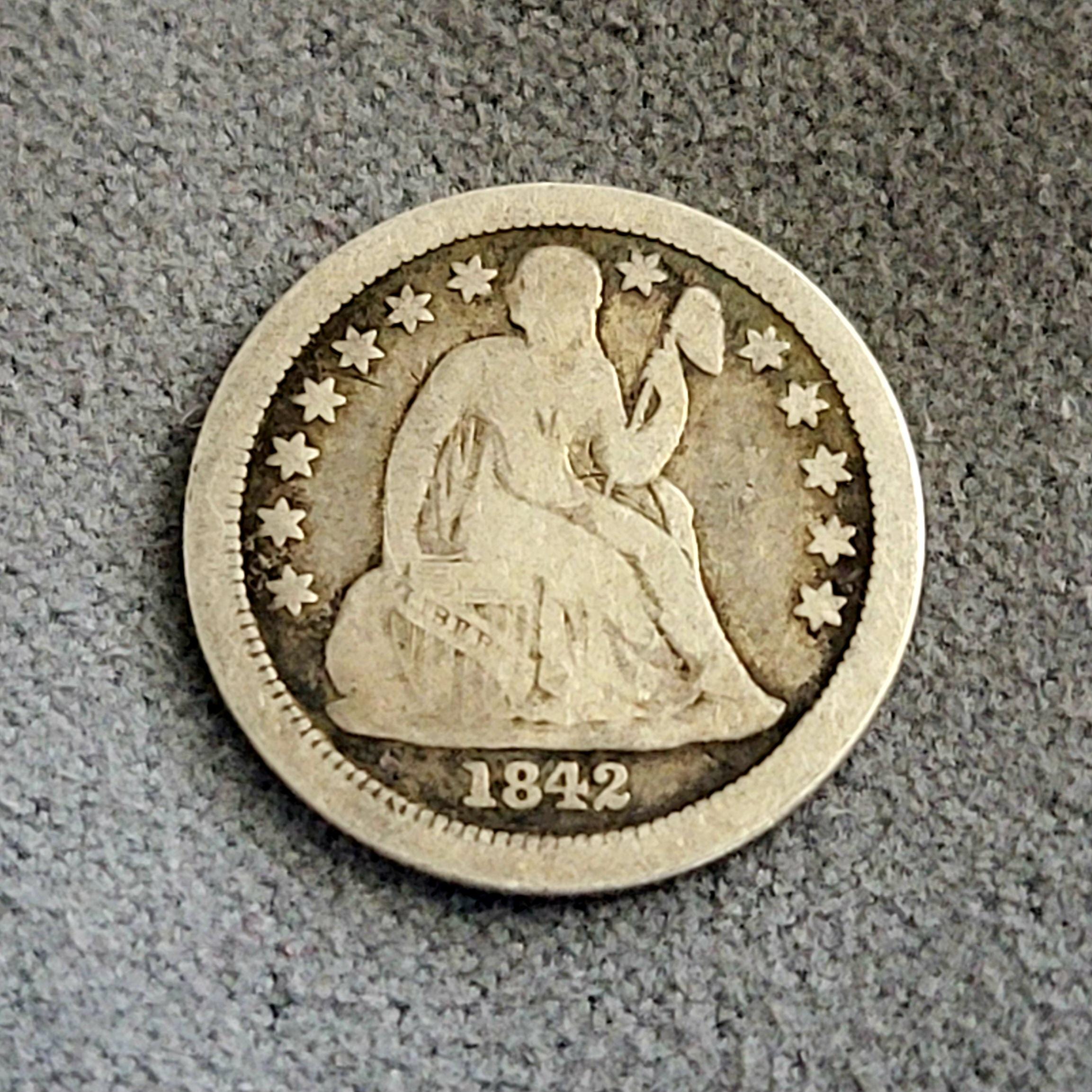 1842-O Seated Liberty Silver Dime - New Orleans Mint - Circulated - Tough Date
