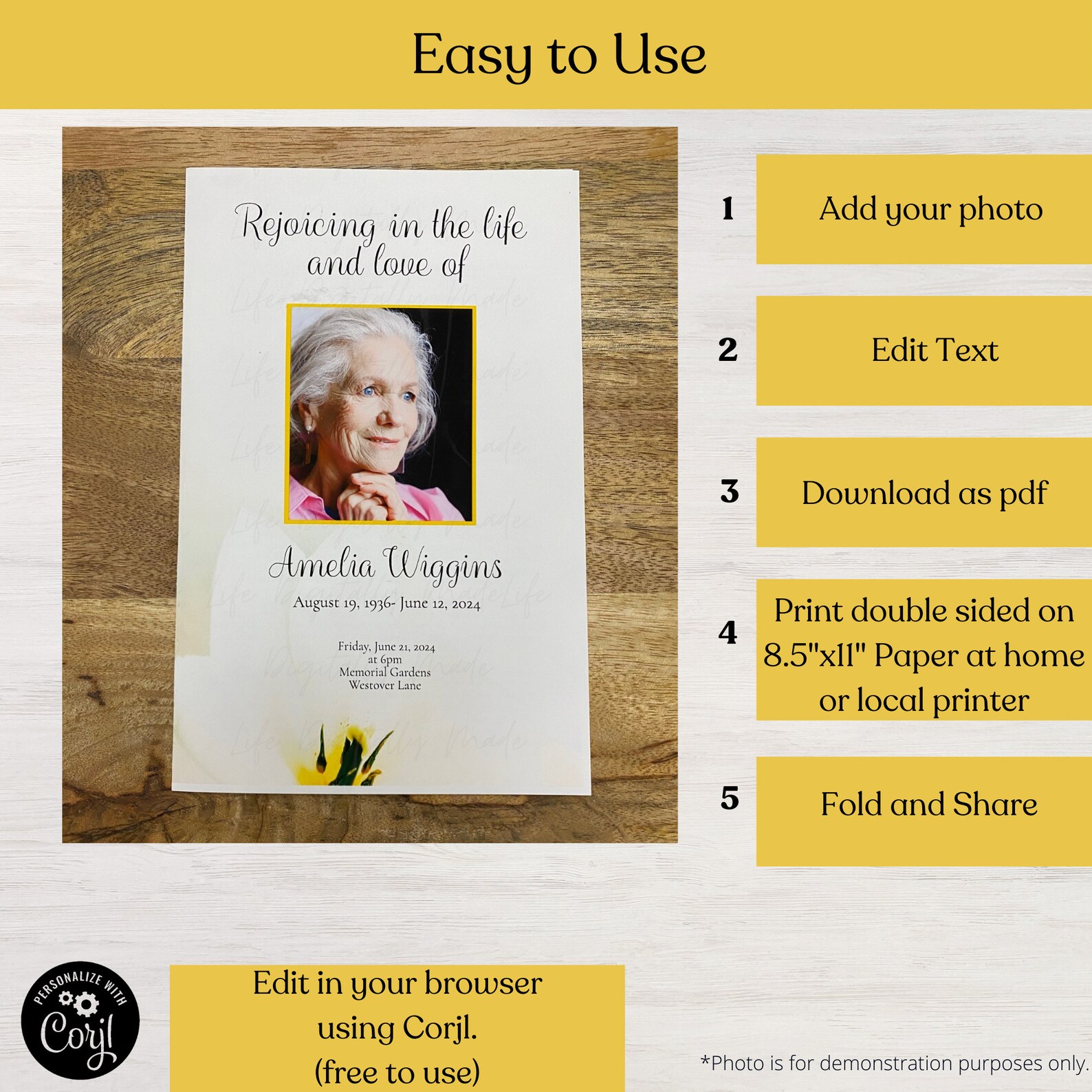 Editable Funeral Program Template for Remembrance Events - Rejoicing In ...