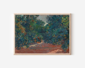 Orange Trees Landscape Spain Vintage Print | Antique Fruit Spring Country Garden | Kitchen Citrus Oil Painting | Digital PRINTABLE Wall Art