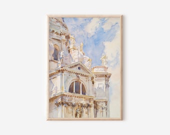 Vintage Venice Architecture Italy Print | Antique European Artwork | Italian Cityscape Building | Watercolor Digital PRINTABLE Wall Art
