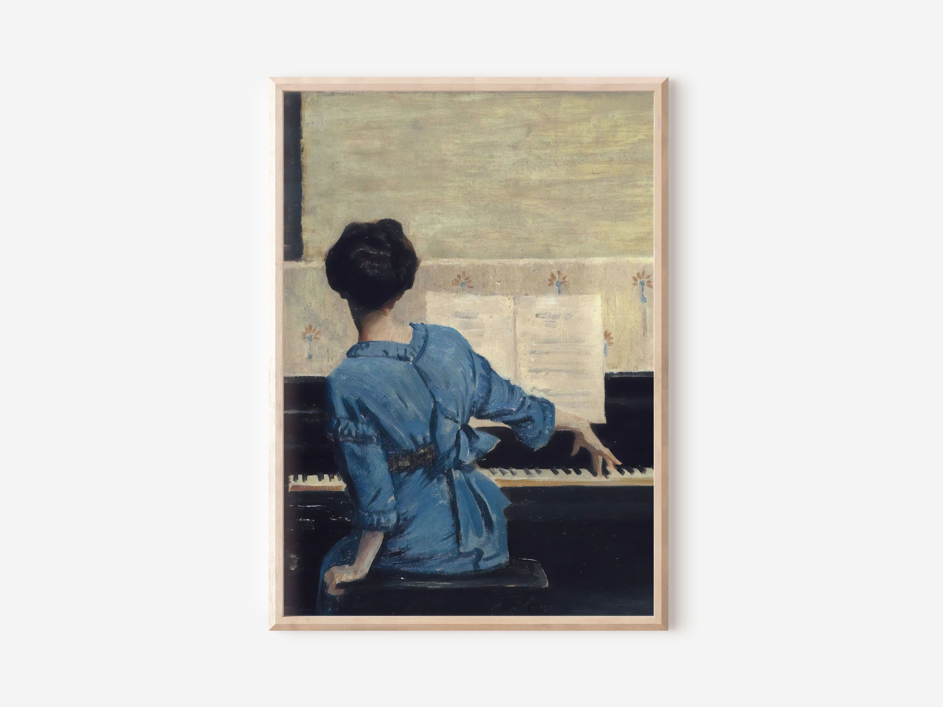 Woman Playing Piano Vintage Print | Antique Lady Blue Dress Decor |  Instrument Music Oil Painting | Digital PRINTABLE Wall Art - Etsy Ireland