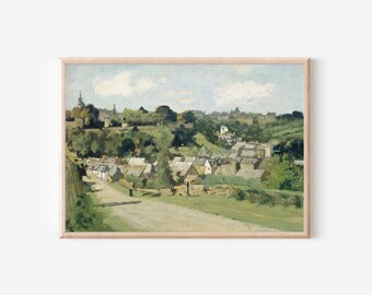 Village Landscape Cottage Vintage Print | Farmhouse Country Town Spring | Belgium Houses Oil Painting | Digital PRINTABLE Wall Art