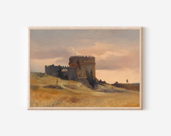 Vintage Italian Architecture Print | Rome Country Italy Landscape | Monument Building Oil Painting | Digital PRINTABLE Wall Art