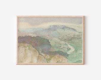 Abstract Landscape Vintage Print | Antique Spring Pastel Country | Mountains Forest Oil Painting | Digital PRINTABLE Wall Art