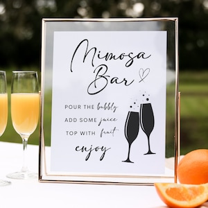 Mimosa Bar Sign Printable, Mimosa Bar Bridal Shower, Mimosa Minimalist Baby Shower Sign