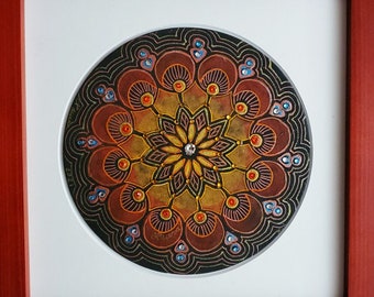 Original “Radiating Outward”, Mixed Media Piece, Colored Pencil, Pastel Chalk, Pen and Ink. Framed, 30 Dollars, GCZ-0013