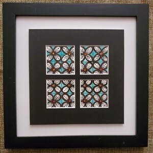 Original “Flowers within a 4-Pane Window Frame,&quot; a Mixed Media Piece in Watercolor, Pen and Ink. Framed, 30 Dollars, GCZ-0006