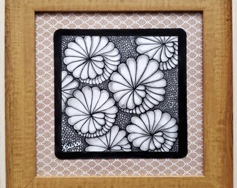 Original “Fibonacci Spiral Shells”, Mixed Media Piece, Charcoal Pencil, Pen and Ink. Framed, 30 Dollars, GCZ-0038