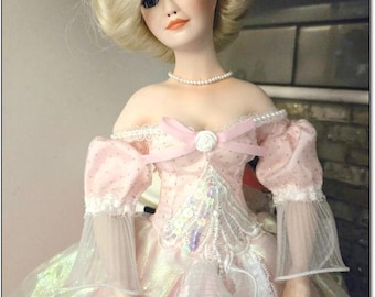 Vintage 1991, 18” Cinderella by Porcelain Doll Artist Patricia Rose for Paradise Galleries. Free Shipping, 50 Dollars. OPDC-D039