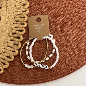 Dainty handmade bracelet stack, mama stack, jewelry gift, personalized bracelet stack