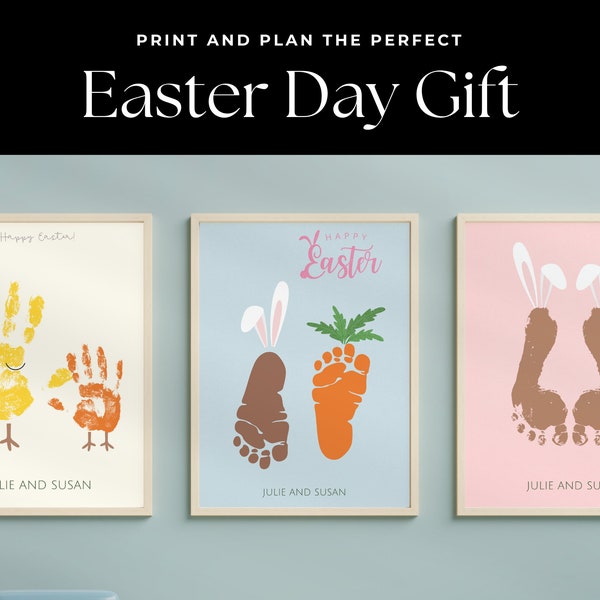 Adorable Easter Hand print Gift: Printable DIY Gift for Kids, Baby, Toddler, Footprint Feet Art Craft,Activity Keepsake Gift Card Decor Sign