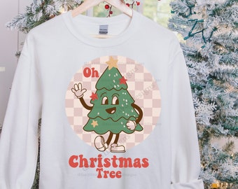Oh Christmas Tree, Retro Christmas Tree, Sublimation Design, Christmas PNG,  Retro Christmas, Checkered Christmas, Retro Santa Png,