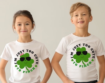 I'm Just Too Cute to Pinch SVG Bundle, Shamrock Svg, Retro Clover Svg, Girl St Patrick’s Day SVG, Boy St Patrick’s Day SVG