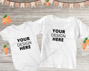 Easter Kids TShirt Mockup Kids White Shirt Mockup Siblings Mockup shirt Siblings Baby Bodysuit Mockup Rustic  Baby Mockup JPEG PNG Digital