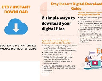 How to download Etsy Digital File, Etsy Instant Digital Download , Etsy Seller Guides, Etsy Seller Handbook, download Guide For Customers