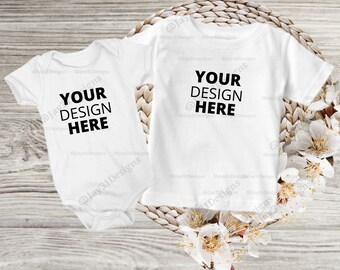 Kids White Shirt Mockup Mockup Kids TShirt Siblings Mockup shirt Siblings Baby Bodysuit Mockup Rustic Boho Baby Mockup JPEG PNG Download