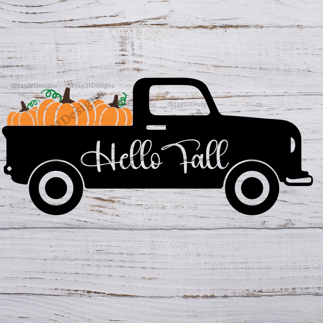 Fall SVG Autumn Truck SVG, Files for Cricut, Pumpkin Truck Happy Fall