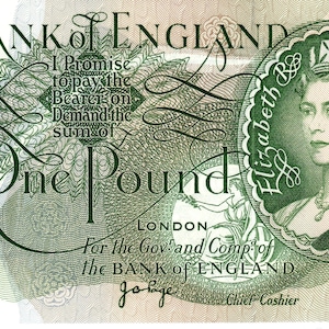 Page 10 Pound Note EF H77 349099 Banknotes B330 1975